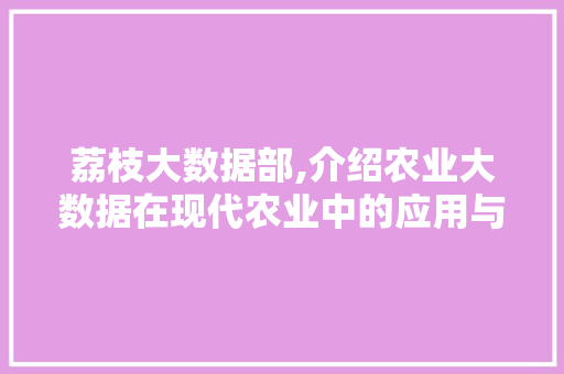 荔枝大数据部,介绍农业大数据在现代农业中的应用与创新