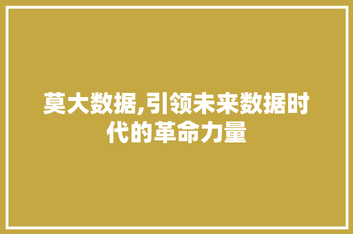 莫大数据,引领未来数据时代的革命力量
