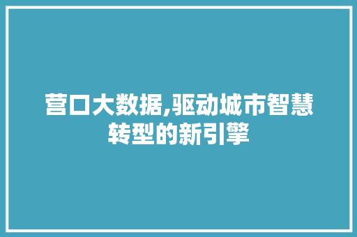 营口大数据,驱动城市智慧转型的新引擎