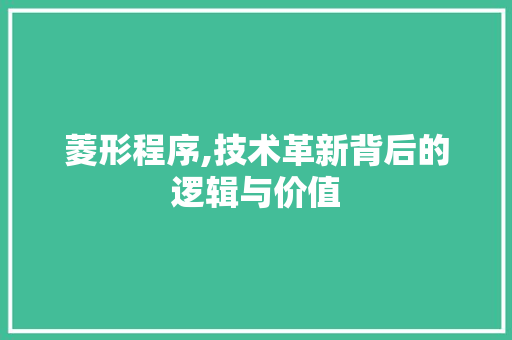 菱形程序,技术革新背后的逻辑与价值