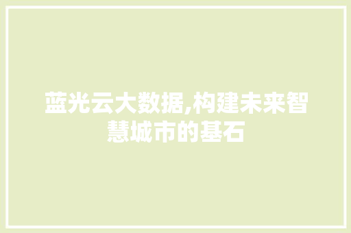 蓝光云大数据,构建未来智慧城市的基石