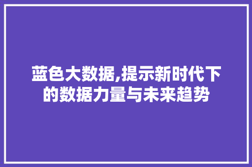 蓝色大数据,提示新时代下的数据力量与未来趋势