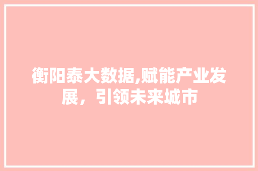 衡阳泰大数据,赋能产业发展，引领未来城市