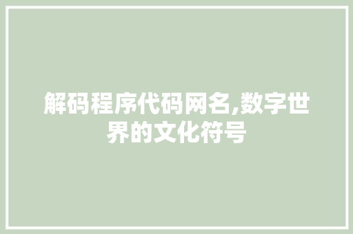 解码程序代码网名,数字世界的文化符号