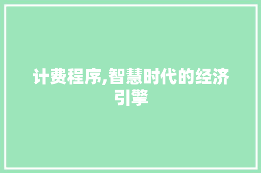 计费程序,智慧时代的经济引擎 百度SEO