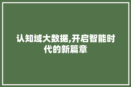 认知域大数据,开启智能时代的新篇章