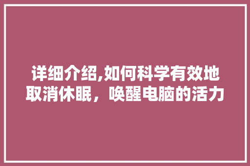 详细介绍,如何科学有效地取消休眠，唤醒电脑的活力