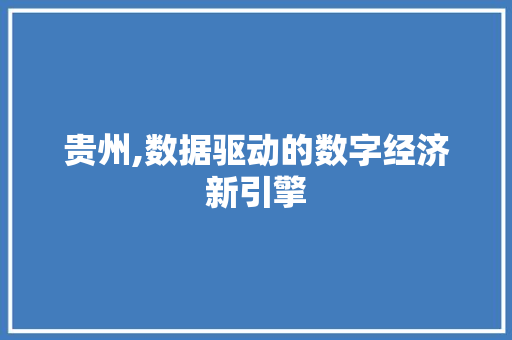 贵州,数据驱动的数字经济新引擎