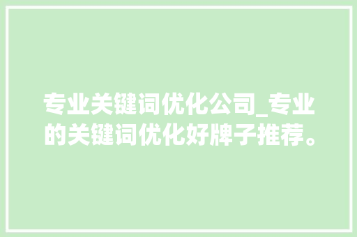 专业关键词优化公司_专业的关键词优化好牌子推荐。