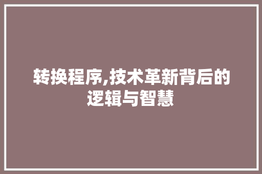 转换程序,技术革新背后的逻辑与智慧