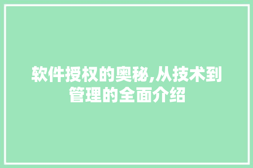 软件授权的奥秘,从技术到管理的全面介绍