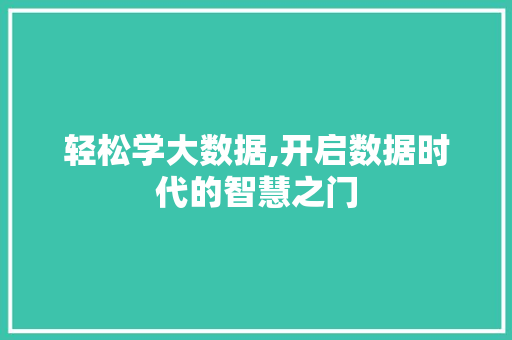轻松学大数据,开启数据时代的智慧之门