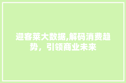 迎客莱大数据,解码消费趋势，引领商业未来 百度SEO