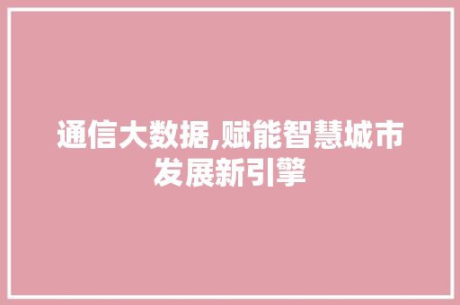 通信大数据,赋能智慧城市发展新引擎 百度SEO