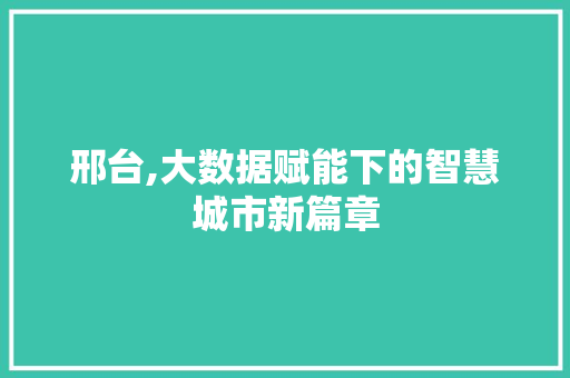 邢台,大数据赋能下的智慧城市新篇章