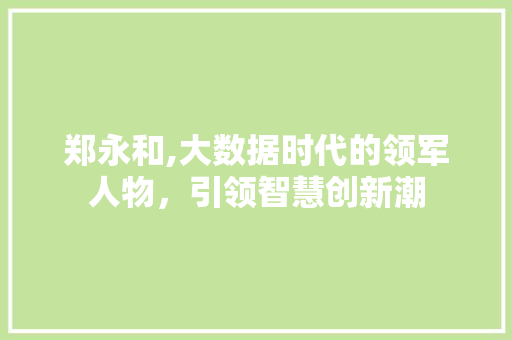 郑永和,大数据时代的领军人物，引领智慧创新潮