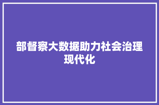 部督察大数据助力社会治理现代化