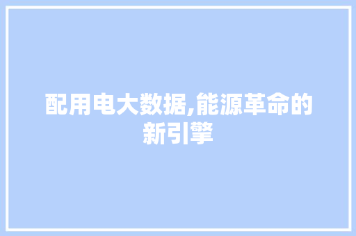 配用电大数据,能源革命的新引擎