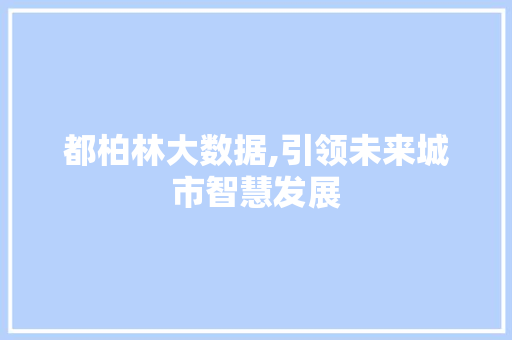 都柏林大数据,引领未来城市智慧发展