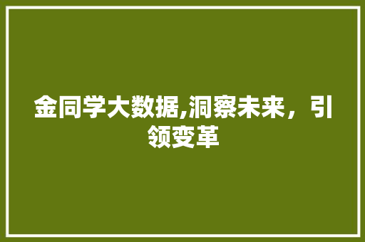 金同学大数据,洞察未来，引领变革