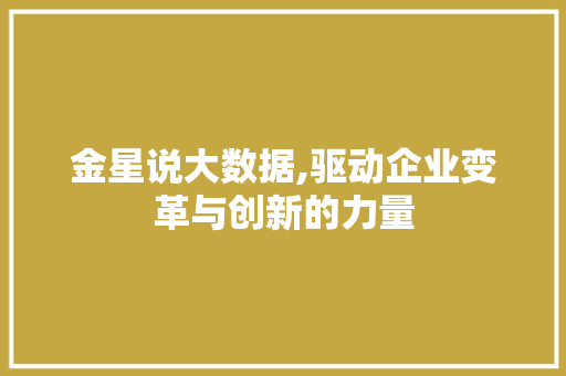 金星说大数据,驱动企业变革与创新的力量 SEO关键词