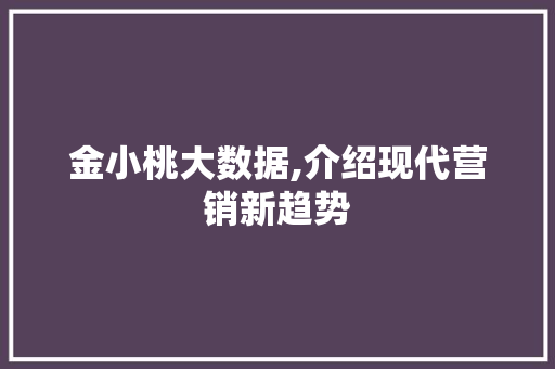 金小桃大数据,介绍现代营销新趋势