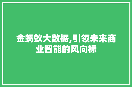 金蚂蚁大数据,引领未来商业智能的风向标