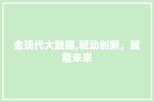 金现代大数据,驱动创新，赋能未来