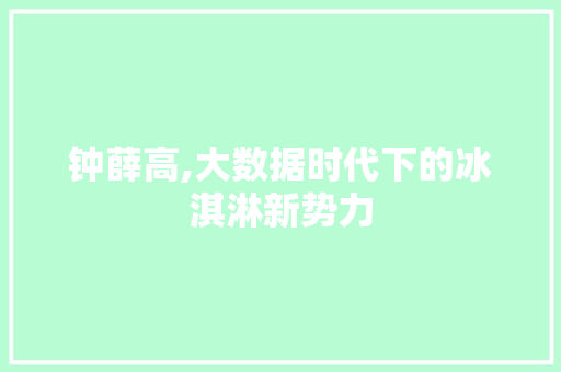 钟薛高,大数据时代下的冰淇淋新势力