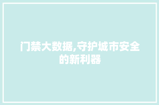门禁大数据,守护城市安全的新利器 百度SEO