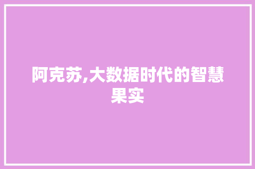 阿克苏,大数据时代的智慧果实