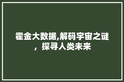 霍金大数据,解码宇宙之谜，探寻人类未来