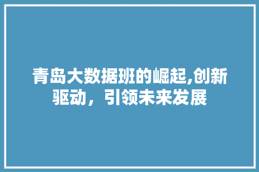 青岛大数据班的崛起,创新驱动，引领未来发展