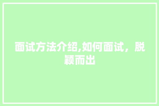 面试方法介绍,如何面试，脱颖而出