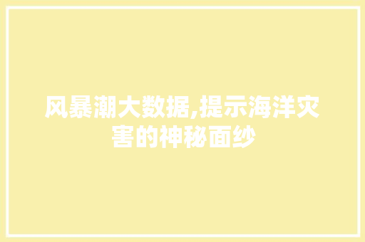 风暴潮大数据,提示海洋灾害的神秘面纱
