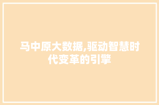 马中原大数据,驱动智慧时代变革的引擎