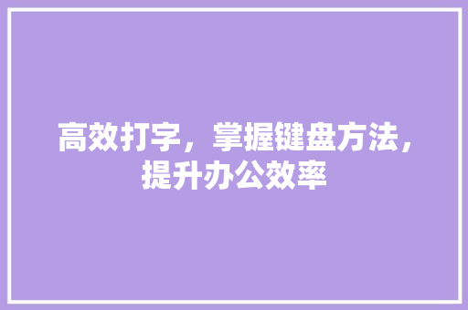 高效打字，掌握键盘方法，提升办公效率