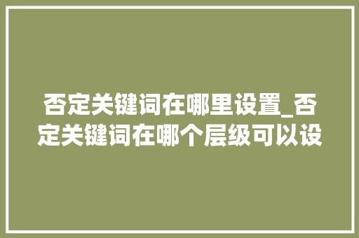 否定关键词在哪里设置_否定关键词在哪个层级可以设定。 否定关键词在哪里设置_否定关键词在哪个层级可以设定。 SEO关键词