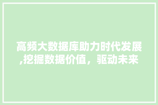 高频大数据库助力时代发展,挖掘数据价值，驱动未来创新 网站建设公司