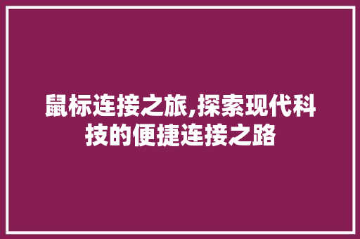 鼠标连接之旅,探索现代科技的便捷连接之路