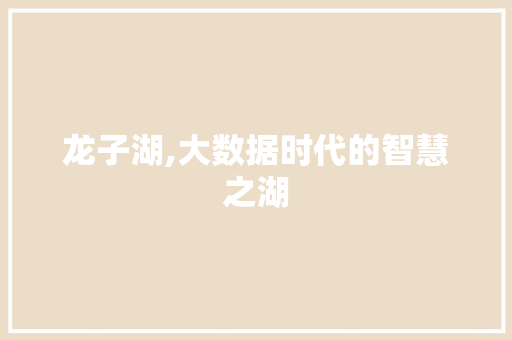 龙子湖,大数据时代的智慧之湖