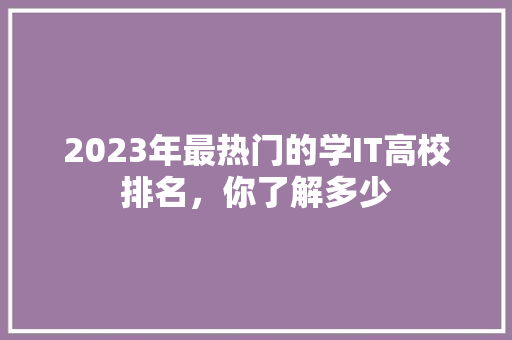 2023年最热门的学IT高校排名，你了解多少 网站建设公司