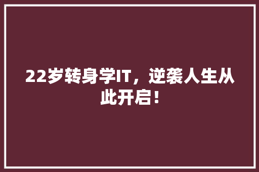 22岁转身学IT，逆袭人生从此开启！