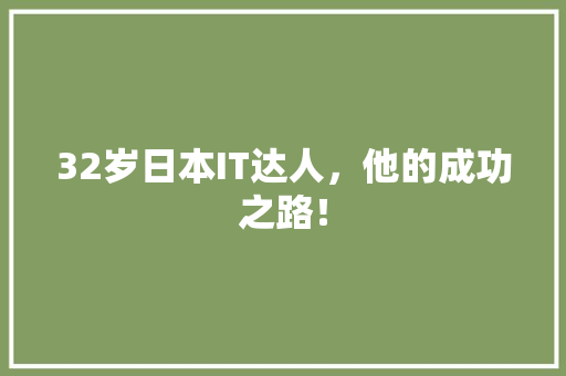 32岁日本IT达人，他的成功之路！