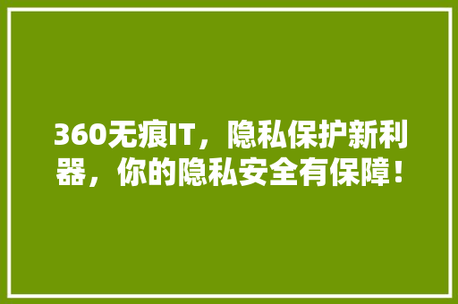 360无痕IT，隐私保护新利器，你的隐私安全有保障！