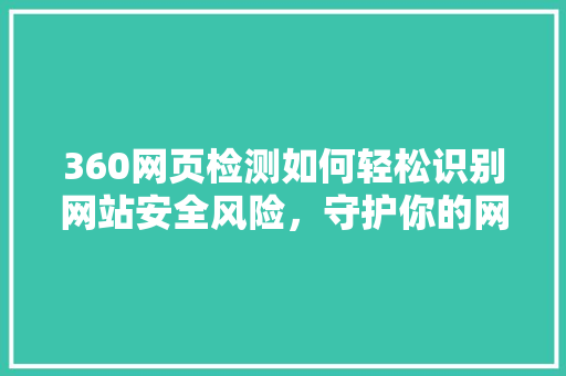 360网页检测如何轻松识别网站安全风险，守护你的网络家园！