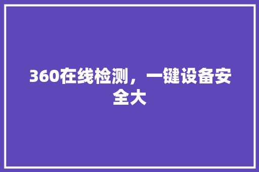 360在线检测，一键设备安全大 SEO关键词