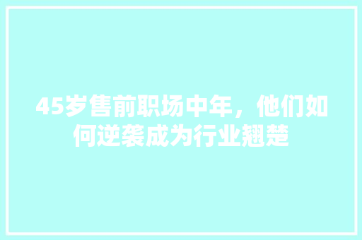 45岁售前职场中年，他们如何逆袭成为行业翘楚