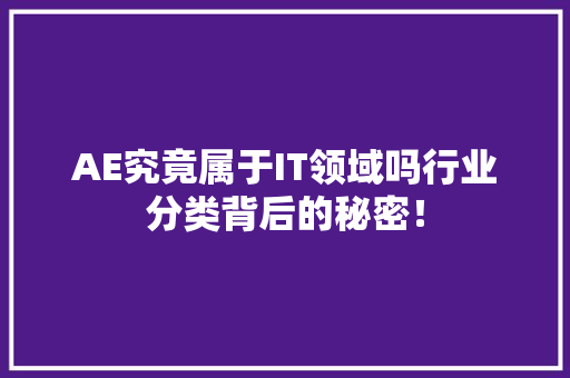 AE究竟属于IT领域吗行业分类背后的秘密！