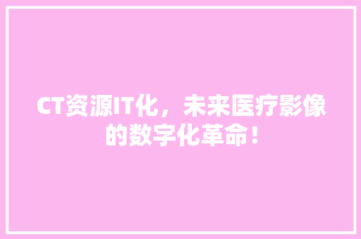 CT资源IT化，未来医疗影像的数字化革命！ 神马SEO